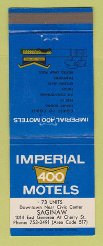 Matchbook Cover - Imperial 400 Motels Saginaw MI