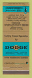 Matchbook Cover - Dodge Transmissions Milwaukee WI