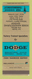 Matchbook Cover - Dodge Transmissions Dallas TX