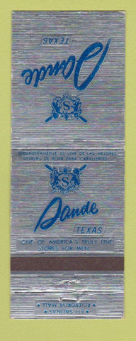 Matchbook Cover - Sande Men's Clothes  TX