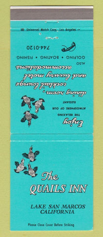 Matchbook Cover - The Quails Inn Lake San Marcos CA