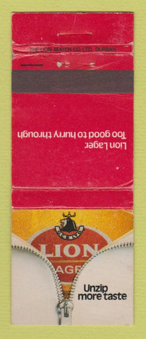 Matchbook Cover - Lion Lager Beer South Africa WEAR #2
