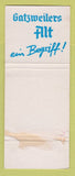 Matchbook Cover - Gatzweilers Alt Beer WEAR