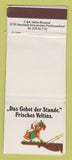 Matchbook Cover - Das Gebot der Stunde Frisches Veltins Beer?