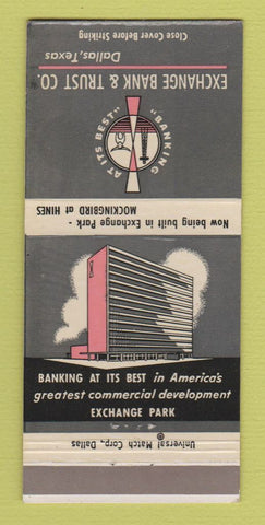 Matchbook Cover - Exchange Bank and Trust Dallas TX 30 Strike