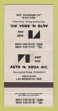 Matchbook Cover - AMC Jeep Auto N Rosa Lac Megantic QC STAINED 30 Strike
