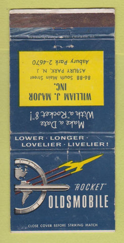 Matchbook Cover - Oldsmobile Rocket William Major Asbury Park NJ WORN 30 Strike