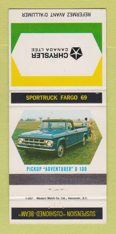 Matchbook Cover - Chrysler Canada Sport Truck Fargo 1969 30 Strike