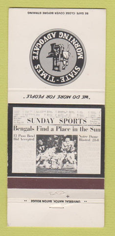 Matchbook Cover - State Times Baton Rouge LA Newspaper LSU Football 30 Strike