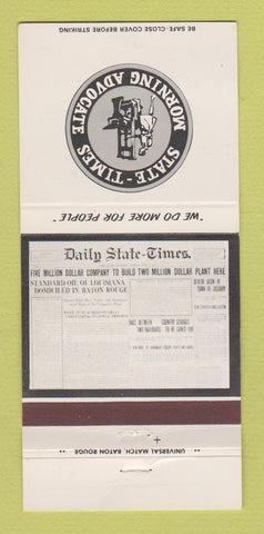 Matchbook Cover - State Times Baton Rouge LA Newspaper Gas Plant 30 Strike