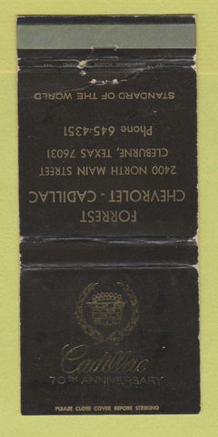 Matchbook Cover - Forrest Chevrolet Cadillac Cleburne TX WORN 30 Strike