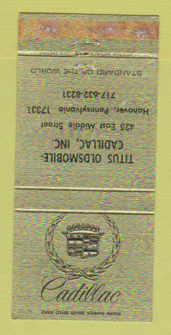 Matchbook Cover - Titus Oldsmobile Cadillac Hanover PA WORN 30 Strike