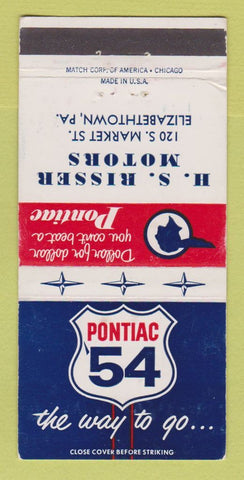 Matchbook Cover - 1954 Pontiac HS Risser Elizabethtown PA WEAR 30 Strike