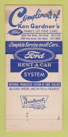 Matchbook Cover - Ken Gardner Ford Port Huron MI WORN 30 Strike