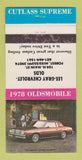 Matchbook Cover - 1978 Oldsmobile Lee Gray Chevrolet Forest MS WEAR 30 Strike