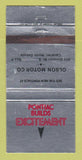 Matchbook Cover - Olson Motors Pontiac Cavalier ND POOR BACK WORN 30 Strike