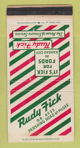 Matchbook Cover - Rudy Fick Ford  Kansas City MO WORN 30 Strike
