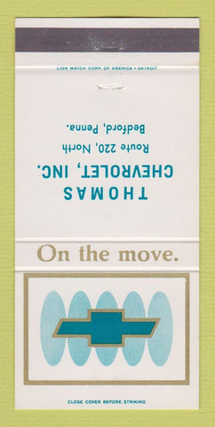 Matchbook Cover - Thomas Chevrolet Bedford PA 30 Strike