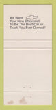 Matchbook Cover - Paul Stine Chevrolet Selinsgrove PA 30 Strike