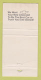 Matchbook Cover - Ted Gentry Chevrolet Selma AL WORN 30 Strike