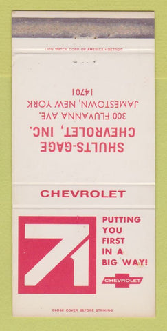 Matchbook Cover - 1971 Chevrolet Shults Gage Jamestown NY WEAR 30 Strike