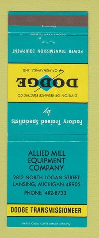 Matchbook Cover - Dodge Transmissions Allied Mill Equipment Lansing MI