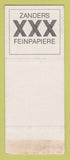 Matchbook Cover - XXX Zanders Paper Germany SILVER SAMPLE
