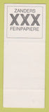 Matchbook Cover - XXX Zanders Paper Germany RED SAMPLE