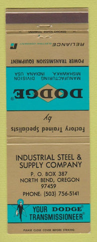 Matchbook Cover - Dodge Transmissions North Bend OR