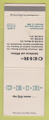 Matchbook Cover - CEIR Washington DC Research Bureau computer services