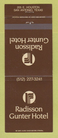 Matchbook Cover - Radisson Gunter Hotel San Antonio TX
