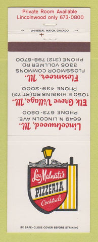 Matchbook Cover - Lou Malnati's Pizza Lincolnwood Flossmoor Elk Grove Village IL
