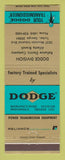 Matchbook Cover - Dodge Transmissions Tucker GA