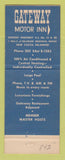Matchbook Cover - Gateway Motor Inn New Castle DE