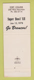 Matchbook Cover - Out of Bounds Fort Collins Colorado Football Super Bowl XII