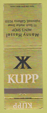 Matchbook Cover - Kuppenheimer Men's Clothes Manny Hassel Inglewood CA WEAR