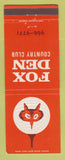 Matchbook Cover - Fox Den Country Club