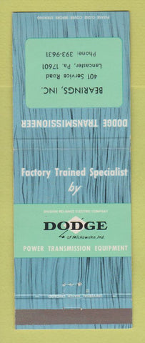 Matchbook Cover - Dodge Transmissions Bearings Lancaster PA