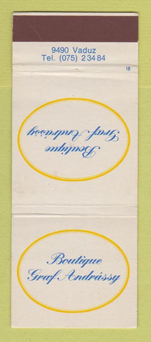 Matchbook Cover - Boutique Graf Andrassy Clothes WEAR