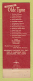 Matchbook Cover - Olde Tyme Sausage Milwaukee WI