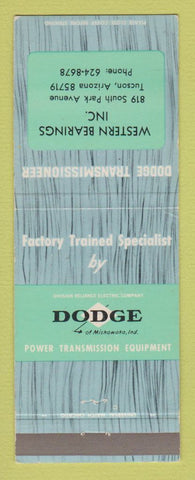 Matchbook Cover - Dodge Transmissions Western Bearings Tucson AZ