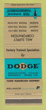 Matchbook Cover - Dodge Transmissions Mill Supply Salem Alban Eugene OR