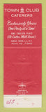 Matchbook Cover - Town Club Catering Great Neck LI NY