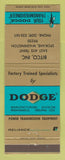 Matchbook Cover - Dodge Transmissions Bitco Spokane WA