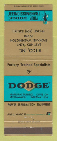 Matchbook Cover - Dodge Transmissions Bitco Spokane WA