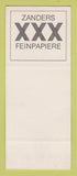 Matchbook Cover - XXX Zanders Paper Germany GREEN SAMPLE