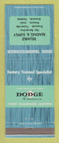 Matchbook Cover - Dodge Transmissions San Bernardino Indio Etiwanda Fontana CA