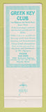 Matchbook Cover - Greek Key Club Dallas TX