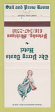 Matchbook Cover - Perry Davis Hotel Petosky MI girlie 30 Strike