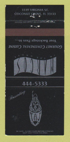 Matchbook Cover - Taj Marcos Restaurant Coconut Grove FL WEAR 30 Strike